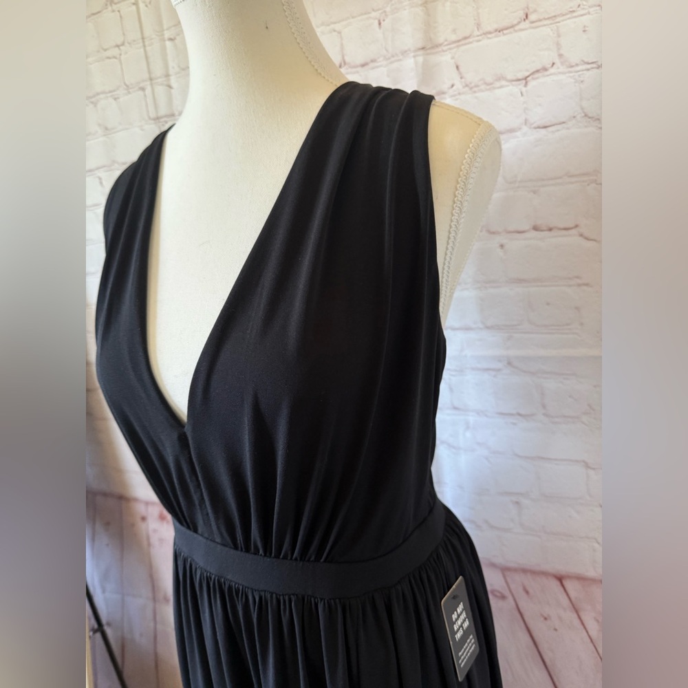 Express Black Ruched V-Neck Sundress